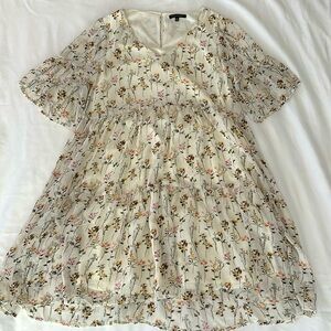 Staccato ivory floral print baby doll style